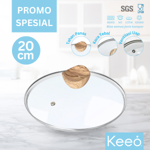 Keeo 20 cm Tutup Kaca Tahan Panas Dengan Lubang Uap Panas Panci Wajan Penggorengan Glass Lid
