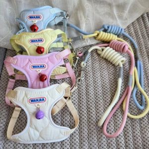 FEELINGS Adjustable Pets Harness Breathable Nylon Mesh Pet Supplies Fashion With Bell Outdoor Cat Vest Small Medium Dogs Cats