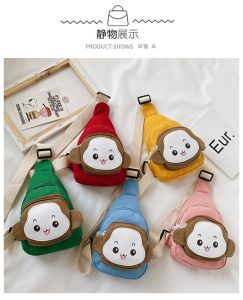 Maibao Tas Anak Perempuan laki-laki / Tas Selempang Anak / Sekolah / Waistbag / Kids / Terbaru 2024 / Motif Monkey / Perempuan / Lucu / Terbaru Import - 261