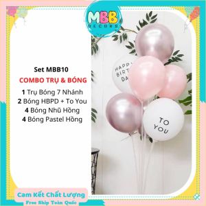 TRỤ KÈM BÓNG - Combo Bóng Bay Sinh Nhật + Trụ Bóng 7 Nhánh Cao 70cm Chất Liệu Mika Phong Cách Hàn Quốc