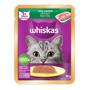 WHISKAS Wet Cat Food อาหารแมวแบบเปียก อาหารเปียก อาหารแมว วิสกัส เพาซ์ อาหารซอง 80g สำหรับแมวทุกสายพันธุ์ มีหลายรสชาติ