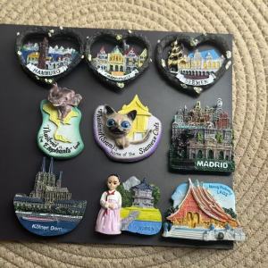 1pc World Landmark Resin Fridge Magnet Spain Germany Laos Siamese Korean Thailand Travel Souvenirs Home Kitchen Decor