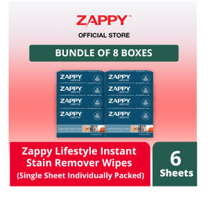 Zappy Lifestyle Instant Stain Remover Wipes 6 Sheet (Single Sheet Individually Packed)