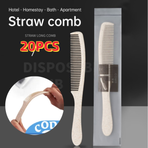 20PCS Comb Hotel Disposable Long Strip Comb Soft White Banana Comb Disposable Toiletries Eco Friendly Straw Comb