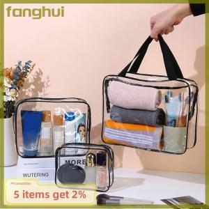 fanghui Transparent Cosmetic Bag PVC Women Zipper Clear Makeup Bags Beauty Case Travel Make Up Organizer Storage Bath Toiletry Wash Bag