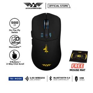 Armaggeddon Mirage V Bluetooth 5.0 Wireless 2.4G Rechargeable 10000 CPI Gaming Mouse | Free Mouse Mat