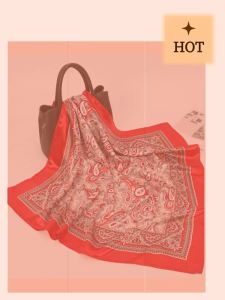 90cm Solid Color Paisley Silk Scarf Scarves Women Square Silk Foulard Satin Hair Head Hijab Scarf Ladies Shawl SJ0925