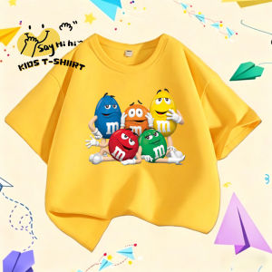 M And Ms Character Print Kids T Shirt Summer Casual Cotton Boys Girls
