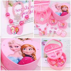 EASY1.SALES 11 Pcs Girls Hello Kitty Pony Frozen Jewelry Box Set Necklace Bracelet Ear Clip Ring Headdress free shipping cotton baby clothing