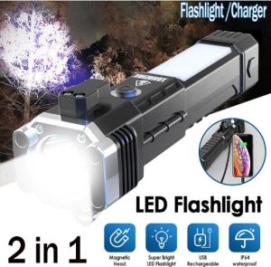 Bisa COD - Senter Tangan Hammer Led Torch Rechargeable 990000LM 2 in 1 Pemecah Kaca Light LED Torch