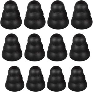 3 Flange Noise Cancelling Triple Flange Eartips Eargels Earpads Ear Tips Gels Bud Compatible with Inside Diameter 4mm-5mm Earbuds in-Ear Earphones（Inner Hole 4mm）S/M/L6 Pairs Black (Black)