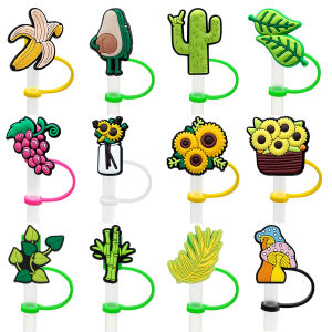 Colorplus 8mm 1pcs  Avocado Cactus Banana Grape Straws Tips Deorative Straw Toppers Bar Birthday For Children Kitchen Home Party Deorations