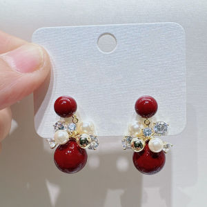 Fashionable Ring Gift 新款精致风超闪锆石珍珠耳钉女时尚轻奢小众甜美可爱气质百搭耳环