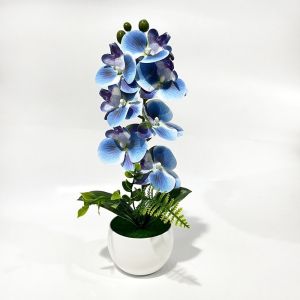 TEN 7 Heads Artificial Orchid Potted Flower with White Pot Pink Simulated Flower Butterfly Orchid Potted  Plastic Artificial Faux Plants Home Decor