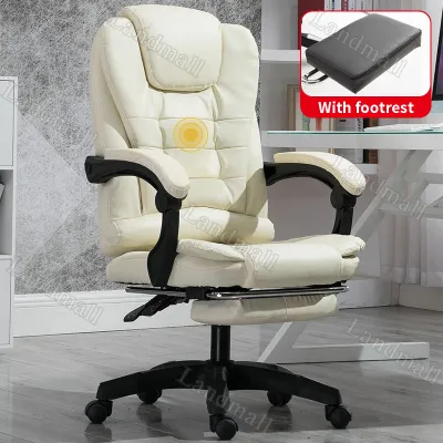 LandMall Leather Chair Computer Chair Boss Chair Office Chair Massage Chair Gaming chair Reclining chair Study Chair Boss Seat Lift Swivel Chair with Footrest High Back Office Chair
