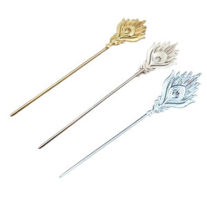 [haoh] 10 Pieces Alloy Phoenix Feather Welding 163x3.3MM Iron Hair Stick Diy Jewelry Accessories