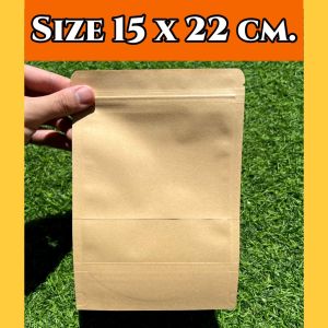 ถุงคราฟ ถุงคราฟท์น้ำตาล ถุงคราฟ มีหน้าต่างใส่ขนม ใส่เมล็ดธัญพืช  ตั้งได้ แพ็คล่ะ[50ใบ]