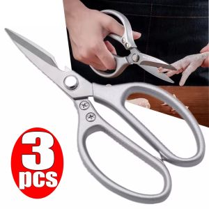 3Pcs Stainless Steel Kitchen Scissors / Multi-purpose Food Scissors / Bottle Opener / Fish Scaler / Extra Sharp Kitchen Scissors / for Meat Vegetables Fish Chicken Bones BBQ