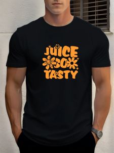 T Shirts For Man JUICE SO TASTY 100% Cotton Graphic Printing Summer Round Neck T-Shirt Casual Breathable Street Style Daily Top