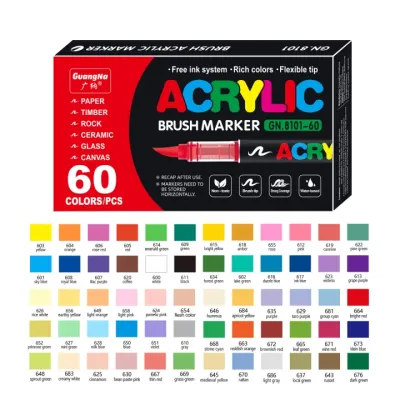 24/60 Colors Acrylic Paint Markers Brush Tip Water Based Acrylic Markers with Automatic Ink Control System Waterproof Acrylic Paint Pens for Rock Painting Wood Fabric Egg Christmas Gift