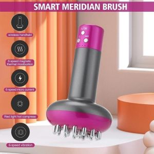 XIAOMI Portable Electric Meridian Brush USB Rechargeable 6 Speed Microcurrent Vibration Heating Therapy Body Massager 电动经络刷