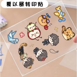 Anime Love and Deepspace Caleb Transfer Stickers Cute Chibi Pilot Leopard Design Waterproof Decals for DIY Phone Case Water Bottle Laptop Scrapbook Decor Gift