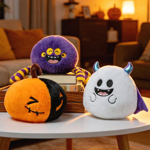New Halloween Plushie Skull Pumpkin Horrible Black Wings Bats Bucktooths Ghost Spider for Kids Festival Decor Doll Toys h260825