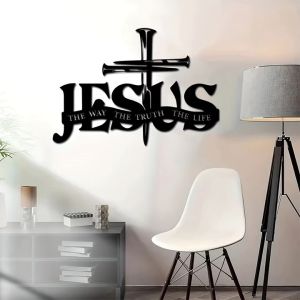 Black Metal Wall Hanging /Jesus Wall Hanging Ornament Modern Christian Metal Wall Hanging Deco