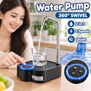 Electric Water Dispenser Pump USB Rechargeable 360 Rotating Bottle Desktop Gallon 3 Gears