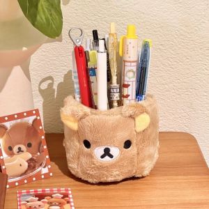 【Ready Stock】Rilakkuma Plushes Pencil Holder Cosmetics Pen Container Kawaii Desk Accessories Office Organizer Student Stationery Storage Box Gift