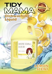 TIDY MAMA DISHWASHING LIQUID LEMON GALLON 3X CLEANING POWER PREMIUM SCENT