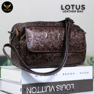 VALQO LOTUS Tas Wanita Kulit Sapi Clutch Pouch Cewek Perempuan Tas Selempang Tas bahu