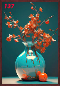 Tranh Decal Dán Tường Trang Trí Nhà Cửa Bình Lọ Hoa Mẫu 2024 Nền Xanh