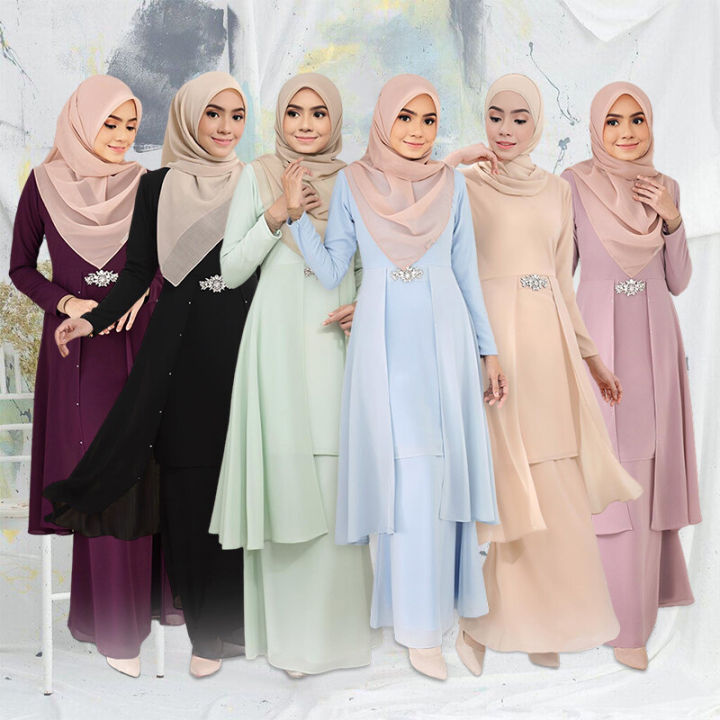 Chiffon Pesak Pahang Plain Ironless Tak Payah Gosok Baju Kurung Riau Moden Cantik Raya Fesyen Terkini Muslimah Wanita Perempuan Plus Size Lazada