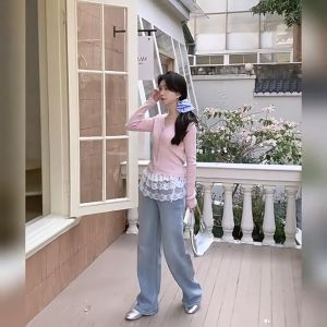 Y2K-style Lace-up Pleated Skirt Ruffled Lace Skirt Blouse Suitable for Women To Pair with Jeans