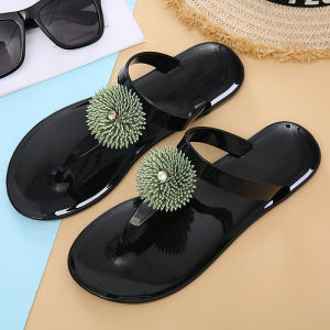 MANXIXI Fashion Women Flip Flop Bohemian Style Beautiful Grass Jelly Flat SlippersGreen (Size 36-41)