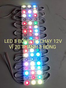 Đèn LED hắt 3 bóng 12v tự chạy nhiều màu không dùng mạch điều khiển