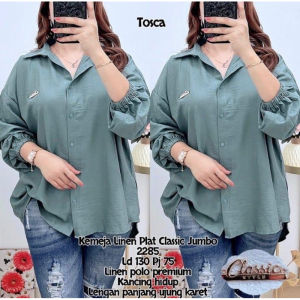 Kemeja Wanita Shinta shirt Atasan Wanita Jumbo Full Kancing Aktif Polo Linen Kerja Dewasa Oversize Casual Top