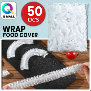 Q MALL (10/50/100PCS) Disposable Food Cover Plastic Wrap Elastic Food Storage Kitchen