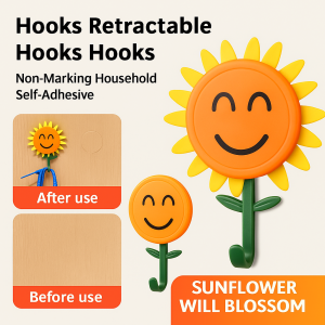 Sunflower Wall-Mounted Sticky Hook Self-adhesive  Retractable Hooks ABS Material Home Goods
