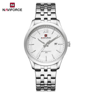 NAVIFORCE Original Mens Fashion Quartz Calendar Watch Luminous Hands Stainless Steel Strap Round Dial Waterproof 30m Mens Casual Outdoor Watch NF9255