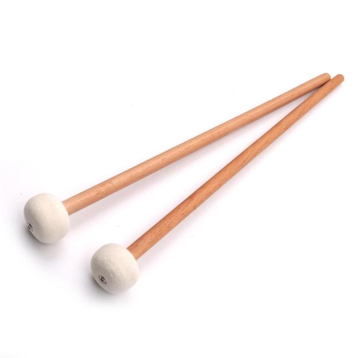 KOKKO 2pcs Timpani Mallet Drumstick Felt Head Wood Handle Anti-slip Bass  Drum Sticks Indispensable Accessory for Musical Instrument