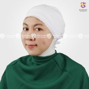 Ciput Haji dan Umroh Renda Kerut Hitam Putih