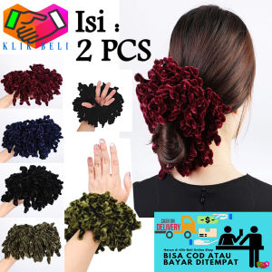 Klik-Beli (2 PCS) Ikat Rambut Ubur Ubur BESAR 100 Jurai Jumbo Size / Cepol Hijab Scrunchie / Kunciran Cendol Cepolan