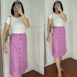 Bawahan rok span kancing depan bahan poplin premium tidak nerawang bawahan rok