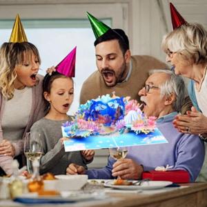 Handmade Underwater World Popup Creative Homes Accent for Anniversary Christmas Celebration Party Invitation