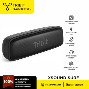 Tribit XSound Surf Bluetooth Speaker with 12W Superior Sound Bluetooth 5 IPX7 Waterproof Wireless Stereo Pairing USB-C 100ft Wireless Range Perfect for Home Outdoor Travel