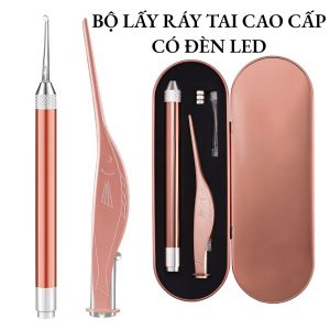 Bộ Lấy Ráy Tai Tích Hợp Đèn LED – Kính Lúp 360° | Nhíp Kẹp Silicone Mềm Dụng Cụ Vệ Sinh Tai