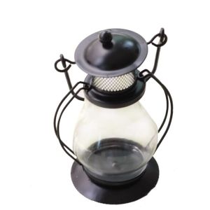 NEB11 Retro Metal Candlestick Decorative with Handle Windproof Lampshade Creative Portable Tent Lantern Camping