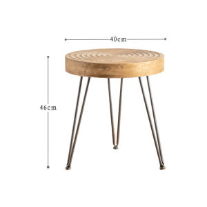 Small round table solid wood light luxury side table sofa corner table round conference table simple distressed small tea table